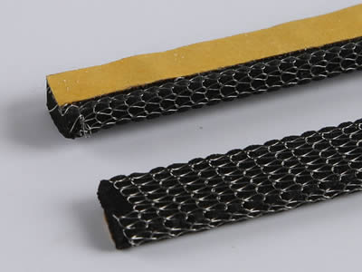 Two pieces of knitted wire mesh gasket in positive and negative side with adhesive on the negative side.