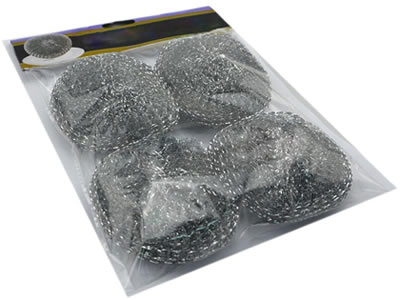 Four knitted cleaning balls is packed in a opp bag.