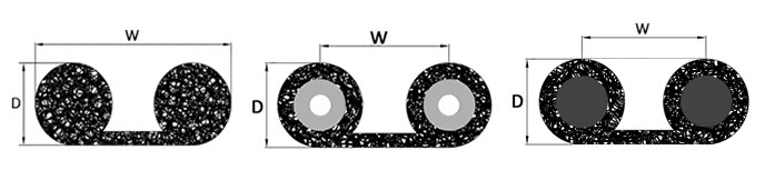 Three drawings of double round shape knitted wire mesh gasket.